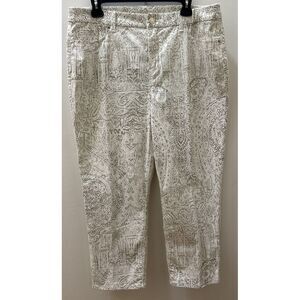 Chicos Pants Womens Large Ivory The So Lifting Crop Granda Ikat Slim Fit Size 12